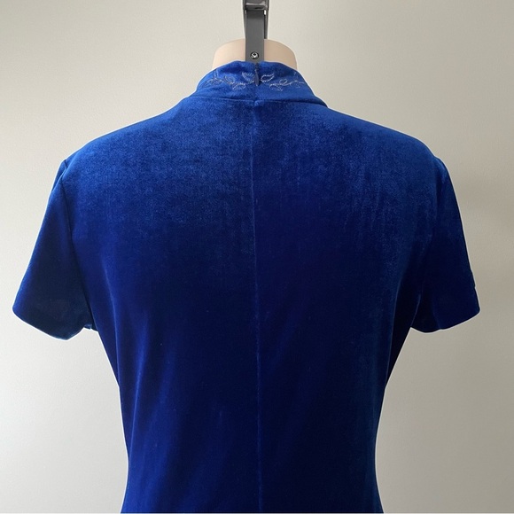 Vintage Vanessa Steven’s Velvet Velour Cheongsam Dress Size Medium - Picture 9 of 12